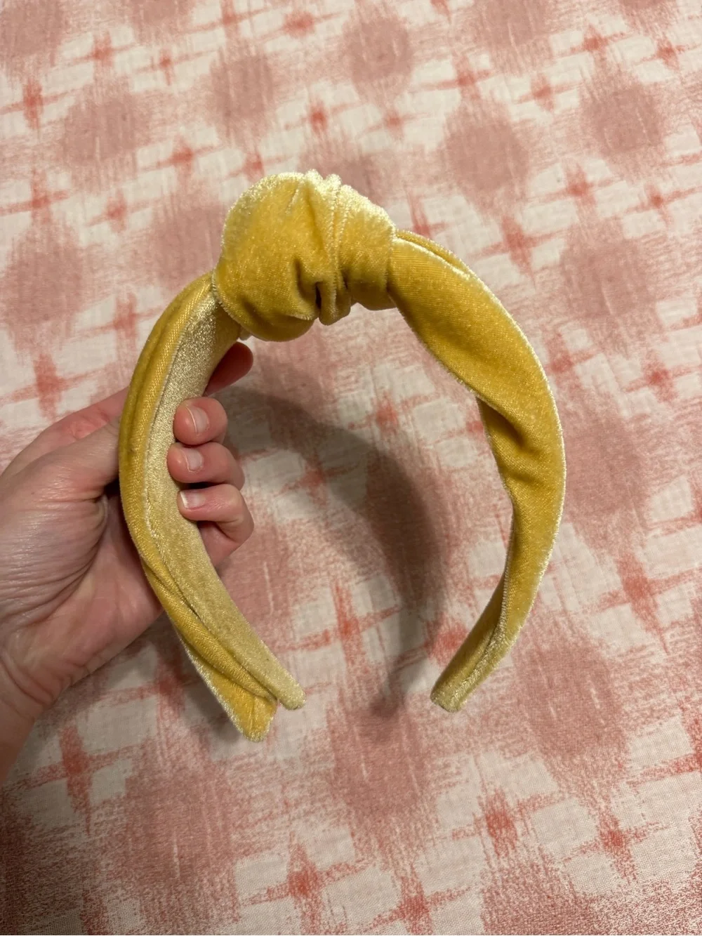 Anthropologie Velvet Knotted Headband in Yellow